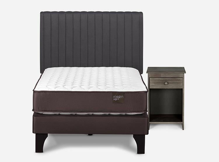 JUEGO DE DORMITORIO ROSEN CAMA EUROPEA ERGO T NEW 1 PLAZA + SET LUCIO GRAFITO - 1