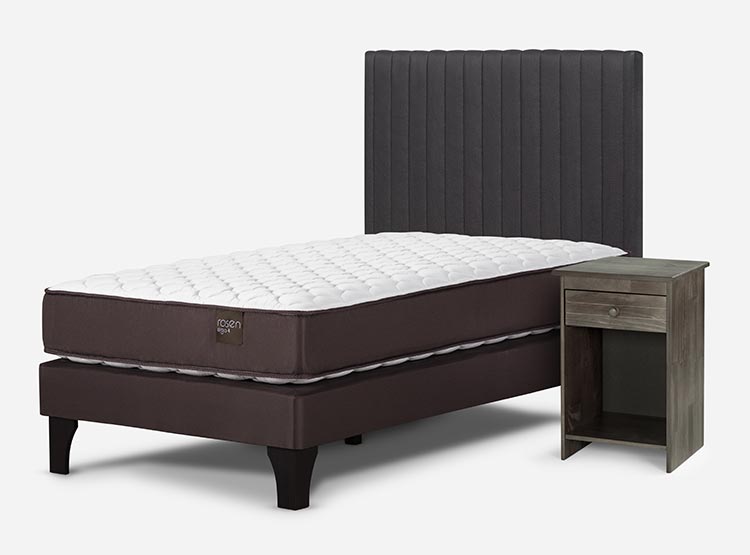JUEGO DE DORMITORIO ROSEN CAMA EUROPEA ERGO T NEW 1 PLAZA + SET LUCIO GRAFITO - 2