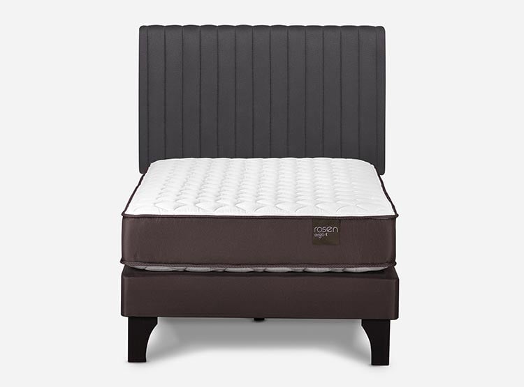 JUEGO DE DORMITORIO ROSEN CAMA EUROPEA ERGO T NEW 1 PLAZA + RESPALDO GRAFITO - 1