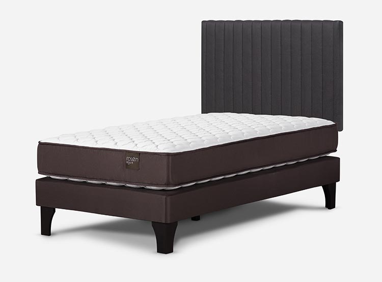 JUEGO DE DORMITORIO ROSEN CAMA EUROPEA ERGO T NEW 1 PLAZA + RESPALDO GRAFITO - 2