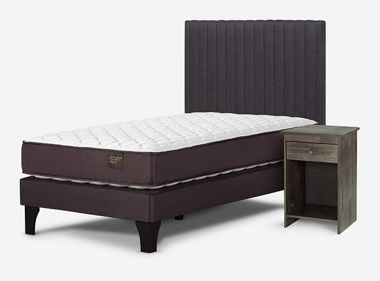 JUEGO DE DORMITORIO ROSEN CAMA EUROPEA ERGO T NEW 1.5 PLAZAS + SET LUCIO GRAFITO - 2