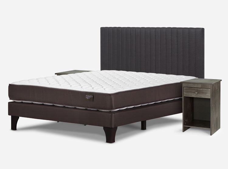 JUEGO DE DORMITORIO ROSEN CAMA EUROPEA ERGO T NEW 2 PLAZAS B/N + SET LUCIO GRAFITO - 2