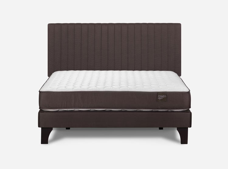 JUEGO DE DORMITORIO ROSEN CAMA EUROPEA ERGO T NEW 2 PLAZAS B/N + RESPALDO LUCIO CHOCOLATE - 1