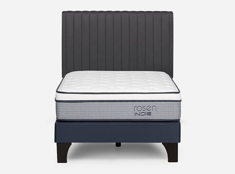 JUEGO DE DORMITORIO ROSEN CAMA EUROPEA INDIE 1.5 PLAZAS + RESPALDO LUCIO GRAFITO
