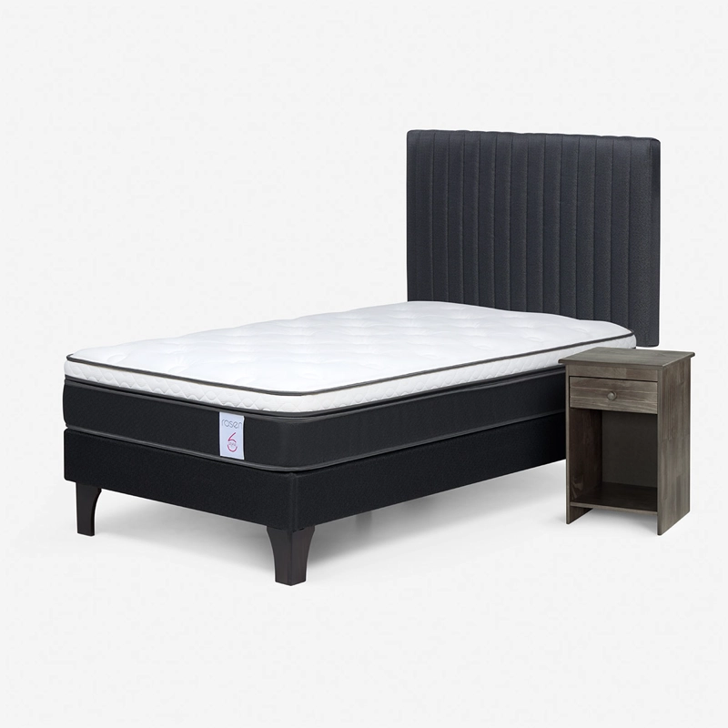JUEGO DE DORMITORIO ROSEN CAMA EUROPEA NEW STYLE 6 1 PLAZA + SET LUCIO GRAFITO - 2