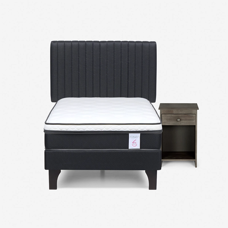 JUEGO DE DORMITORIO ROSEN CAMA EUROPEA NEW STYLE 6 1.5 PLAZAS + SET LUCIO GRAFITO - 1