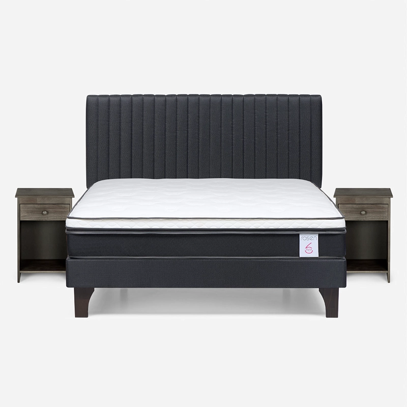 JUEGO DE DORMITORIO ROSEN CAMA EUROPEA NEW STYLE 6 2 PLAZAS B/N + SET LUCIO GRAFITO - 1