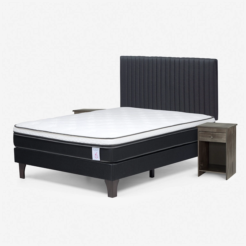 JUEGO DE DORMITORIO ROSEN CAMA EUROPEA NEW STYLE 6 2 PLAZAS B/N + SET LUCIO GRAFITO - 2