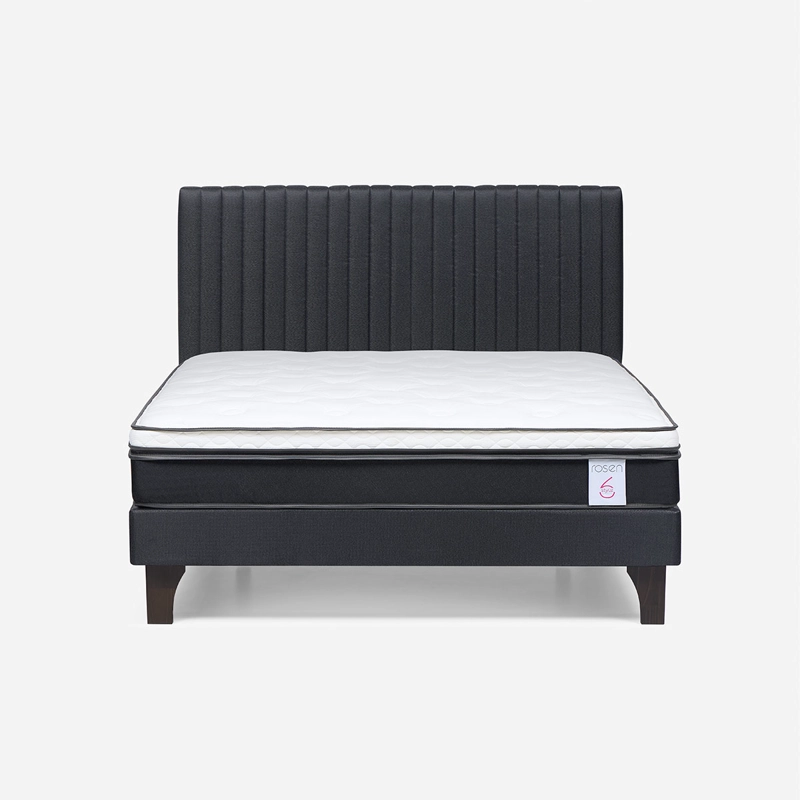 JUEGO DE DORMITORIO ROSEN CAMA EUROPEA NEW STYLE 6 2 PLAZAS B/N + RESPALDO LUCIO GRAFITO - 1