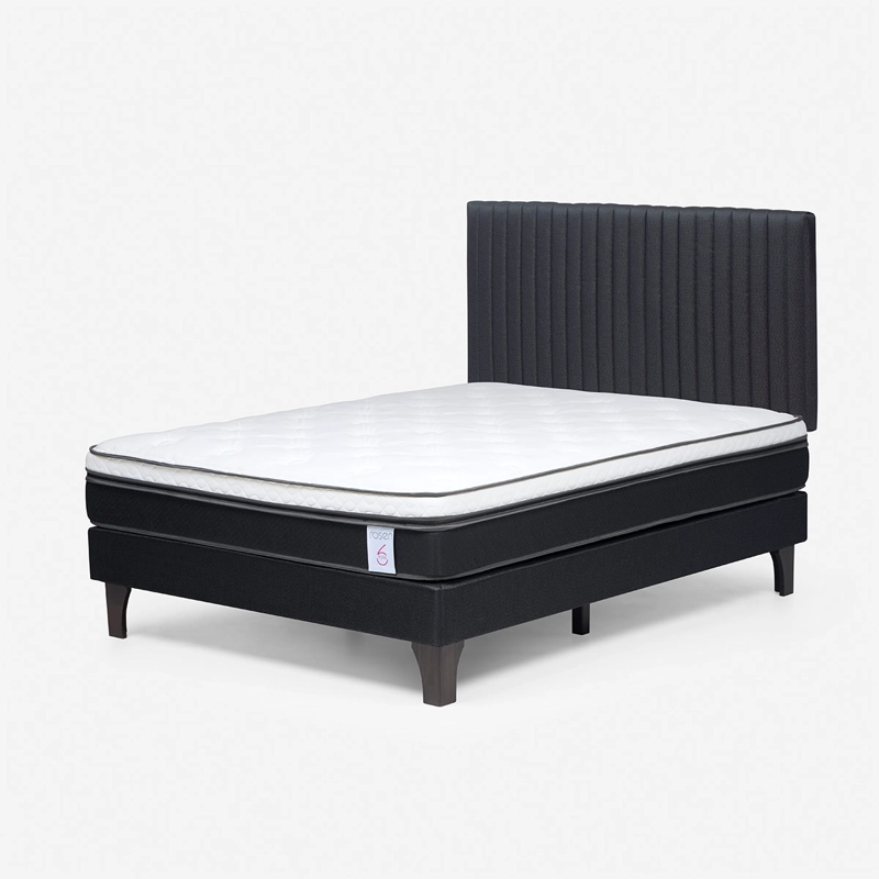 JUEGO DE DORMITORIO ROSEN CAMA EUROPEA NEW STYLE 6 2 PLAZAS B/N + RESPALDO LUCIO GRAFITO - 2