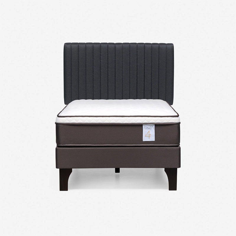 JUEGO DE DORMITORIO ROSEN CAMA EUROPEA NS4 PLUS 1 PLAZA + RESPALDO LUCIO GRAFITO - 1