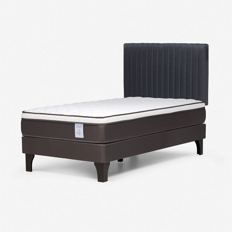 JUEGO DE DORMITORIO ROSEN CAMA EUROPEA NS4 PLUS 1 PLAZA + RESPALDO LUCIO GRAFITO - 2