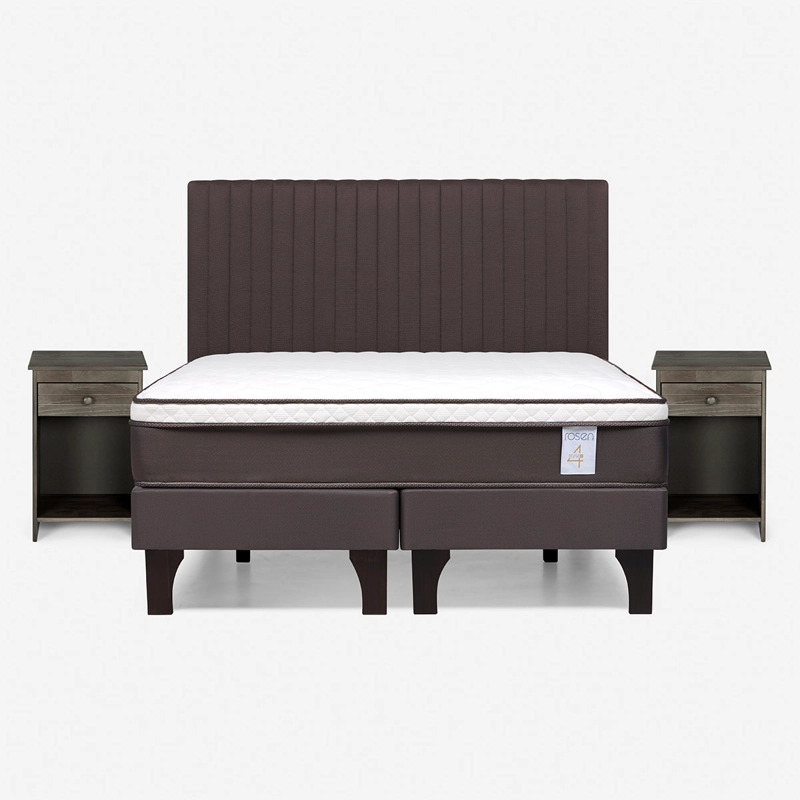 JUEGO DE DORMITORIO ROSEN CAMA EUROPEA NS4 PLUS 2 PLAZAS B/D + SET LUCIO CHOCOLATE - 1