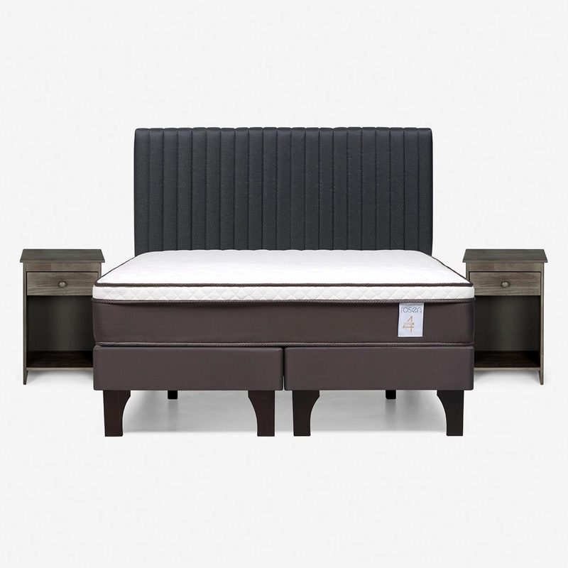 JUEGO DE DORMITORIO ROSEN CAMA EUROPEA NEW STYLE 4 PLUS 2 PLAZAS + SET LUCIO GRAFITO - 1