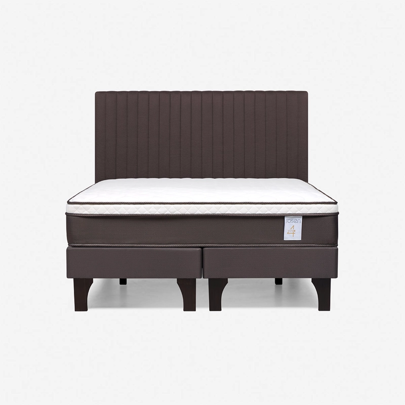 JUEGO DE DORMITORIO ROSEN CAMA EUROPEA NS4 PLUS 2 PLAZAS B/D + RESPALDO CHOCOLATE - 1