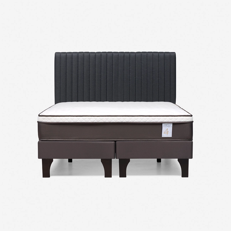 JUEGO DE DORMITORIO ROSEN CAMA EUROPEA NEW STYLE 4 PLUS 2 PLAZAS + RESPALDO LUCIO GRAFITO - 1