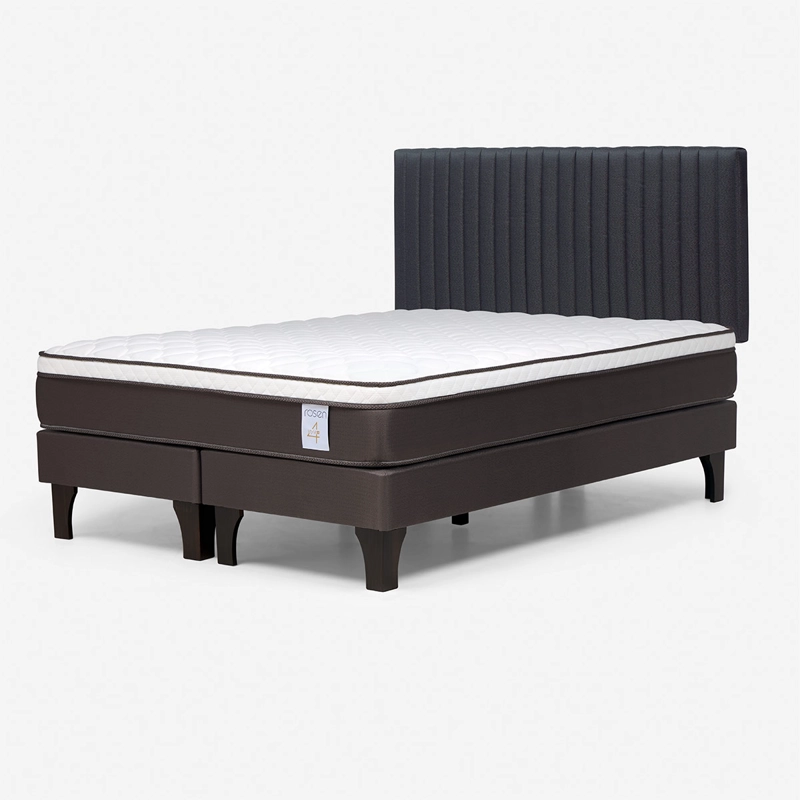 JUEGO DE DORMITORIO ROSEN CAMA EUROPEA NEW STYLE 4 PLUS 2 PLAZAS + RESPALDO LUCIO GRAFITO - 2