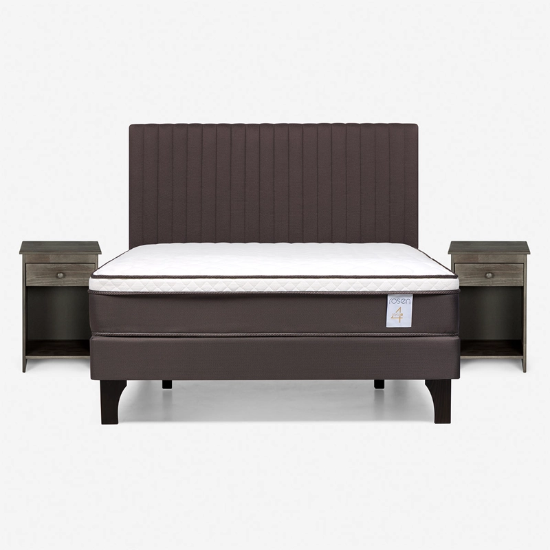 JUEGO DE DORMITORIO ROSEN CAMA EUROPEA NS4 PLUS 2 PLAZAS B/N + SET CHOCOLATE - 1
