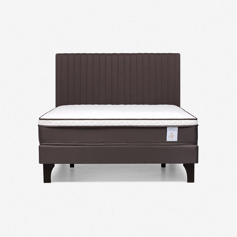 JUEGO DE DORMITORIO ROSEN CAMA EUROPEA NS4 PLUS 2 PLAZAS B/N + RESPALDO CHOCOLATE - 1