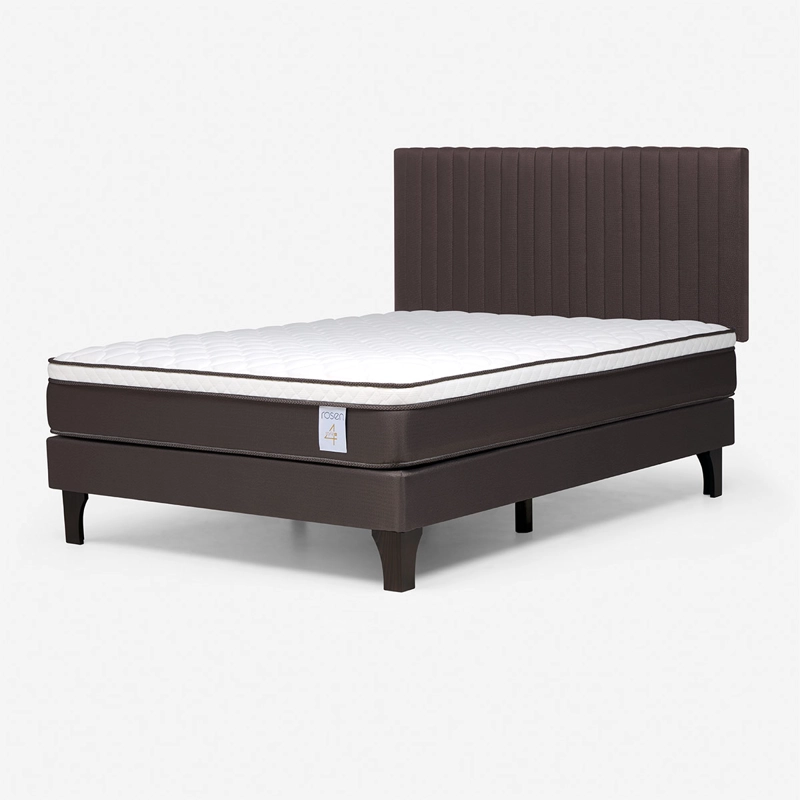 JUEGO DE DORMITORIO ROSEN CAMA EUROPEA NS4 PLUS 2 PLAZAS B/N + RESPALDO CHOCOLATE - 2