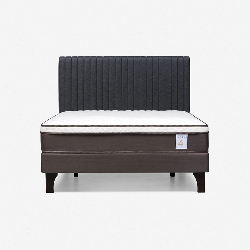 JUEGO DE DORMITORIO ROSEN CAMA EUROPEA NS4 PLUS 2 PLAZAS B/N + RESPALDO GRAFITO - 1