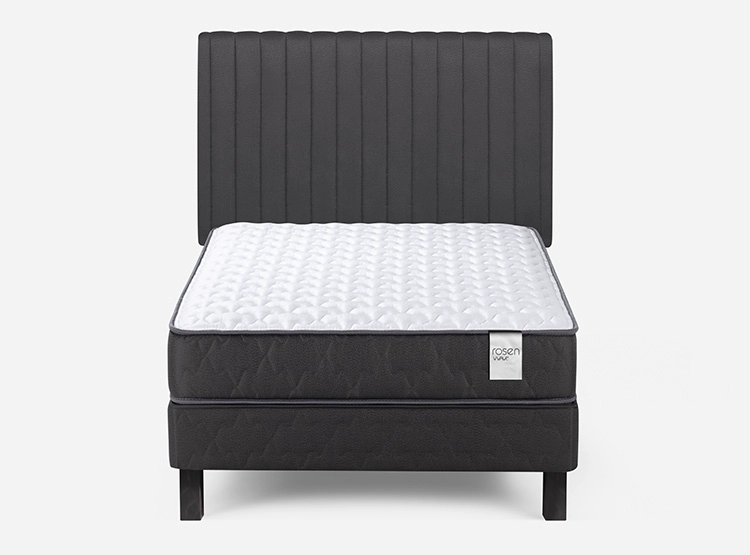 JUEGO DE DORMITORIO ROSEN CAMA EUROPEA WAVE 1.5 PLAZAS + RESPALDO LUCIO GRAFITO - 1