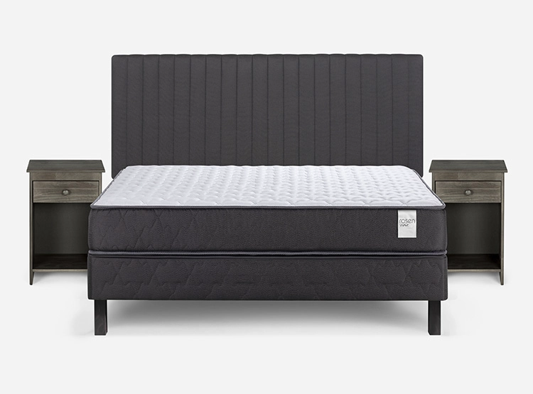 JUEGO DE DORMITORIO ROSEN CAMA EUROPEA WAVE 2 PLAZAS B/N + SET LUCIO GRAFITO - 1