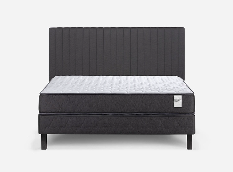 JUEGO DE DORMITORIO ROSEN CAMA EUROPEA WAVE 2 PLAZAS B/N + RESPALDO LUCIO GRAFITO - 1