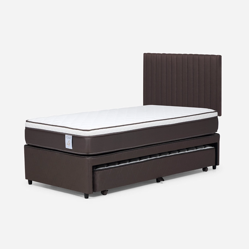 JUEGO DE DORMITORIO ROSEN CAMA NIDO NS4 PLUS 1.5 PLAZAS + RESPALDO LUCIO CHOCOLATE - 2