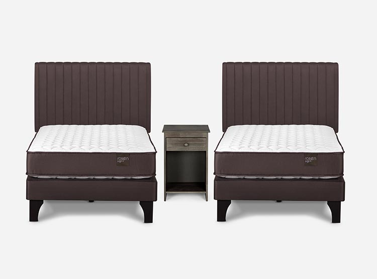 SET 2 JUEGOS DE DORMITORIO ROSEN CAMA EUROPEA ERGO T NEW 1 PLAZA + SET LUCIO CHOCOLATE - 1