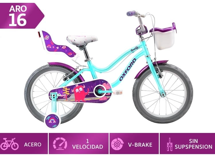 BICICLETA INFANTIL OXFORD BEAUTY VERDE ARO 16 - 1