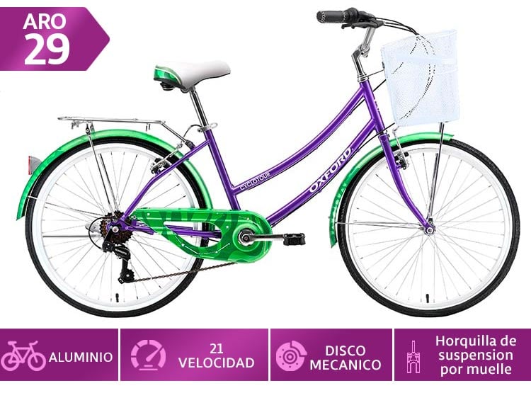 BICICLETA DE PASEO OXFORD CYCLOTOUR MORADO ARO 24 - 1