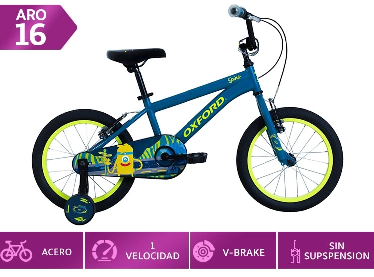 son BICICLETA INFANTIL OXFORD SPINE PETRÓLEO ARO 16