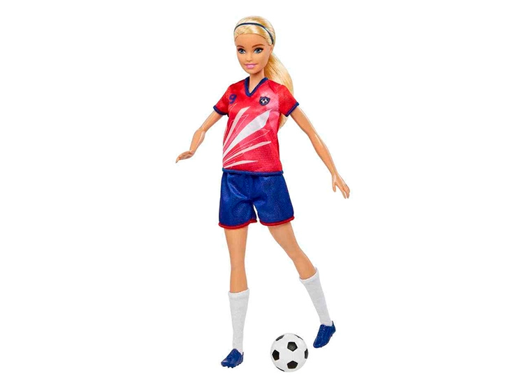 BARBIE MUÑECA PROFESIONES JUGADORA DE FÚTBOL CON PLAYERA ROJA - 1