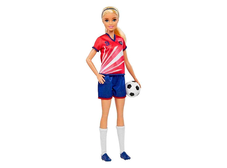 BARBIE MUÑECA PROFESIONES JUGADORA DE FÚTBOL CON PLAYERA ROJA - 2