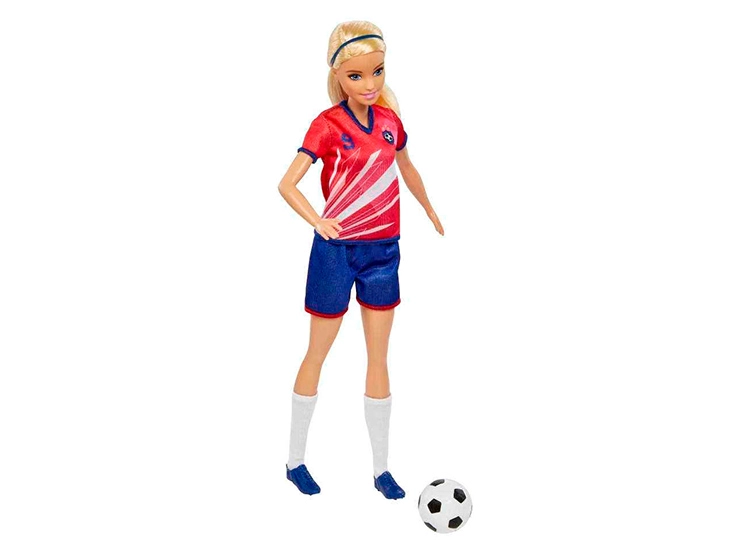 BARBIE MUÑECA PROFESIONES JUGADORA DE FÚTBOL CON PLAYERA ROJA - 4