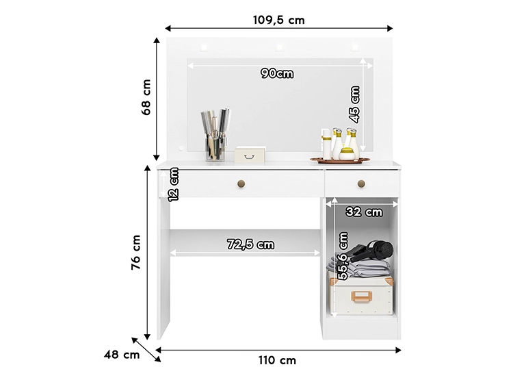 TOCADOR DI PORETTI DESIGN BELLA C/ESP 1 PUERTA 2 CAJONES BLANCO - 4