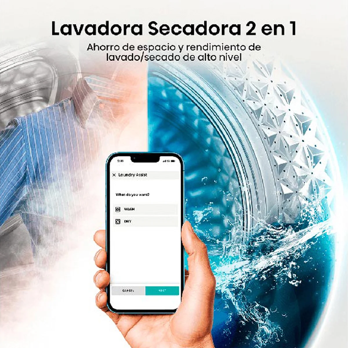LAVADORA SECADORA HISENSE WD3S1243BT 12KG/8KG GRAFITO - 9