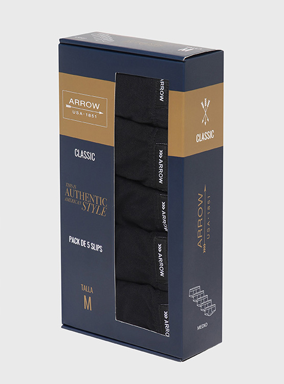 PACK X5 SLIP ALGODÓN HOMBRE ARROW LISO - 3