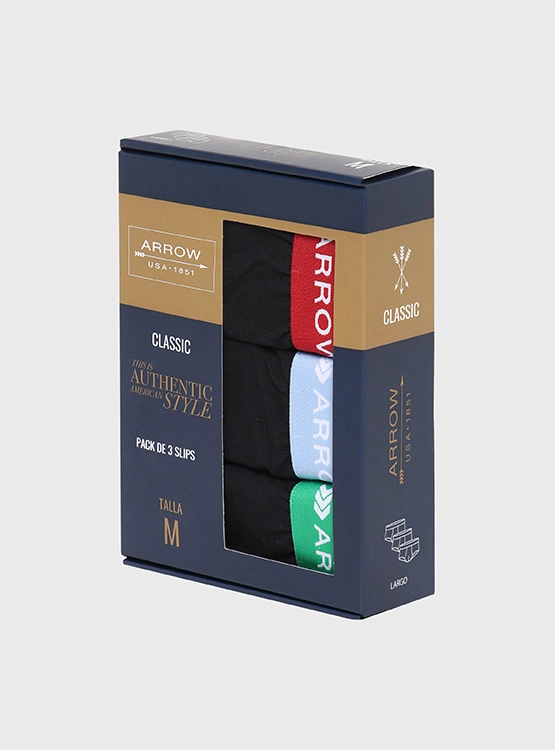 PACK 3 SLIP ALGODÓN HOMBRE ARROW MULTICOLOR SLD3003 - 5