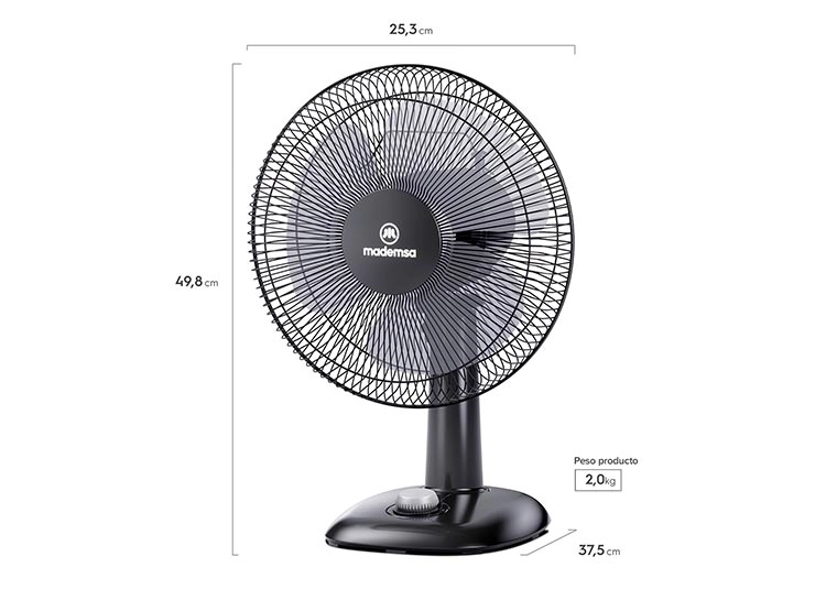 VENTILADOR MADEMSA DFM12 45W NEGRO - 2