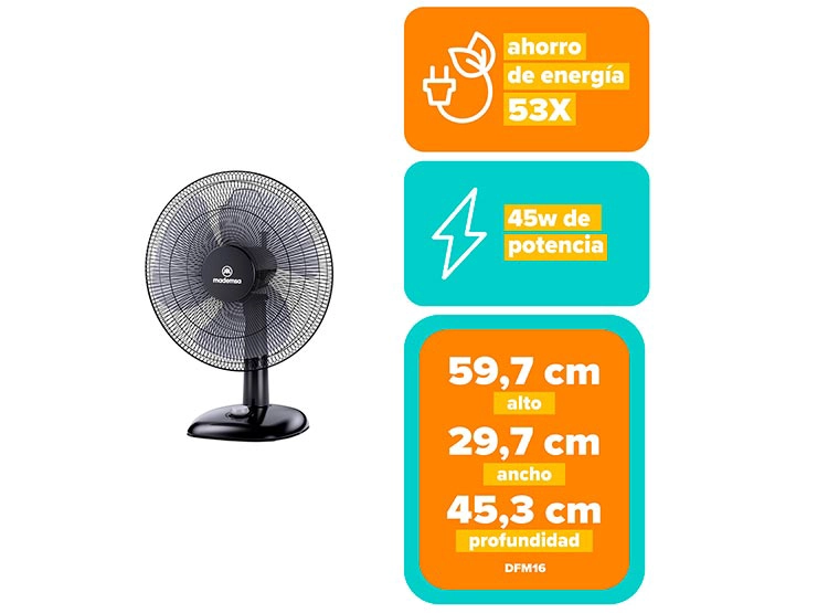 VENTILADOR MADEMSA DFM16 45W NEGRO - 9