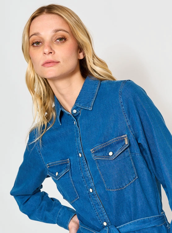 VESTIDO ALGODÓN MUJER PEPE JEANS AZUL DENIM - 4