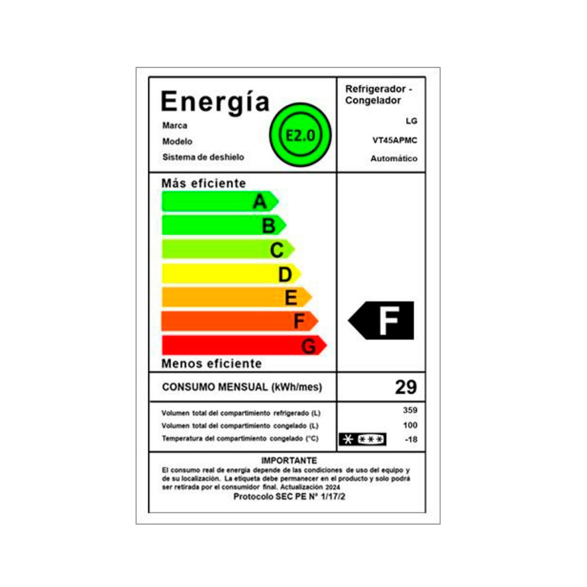 REFRIGERADOR TOP FREEZER LG VT45APMC NO FROST 459 LT - 10