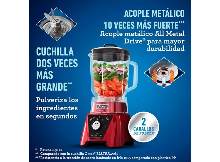 LICUADORA OSTER BLST3BRPG-052 1500W 2 L ROJA  Rojo, foto 5
