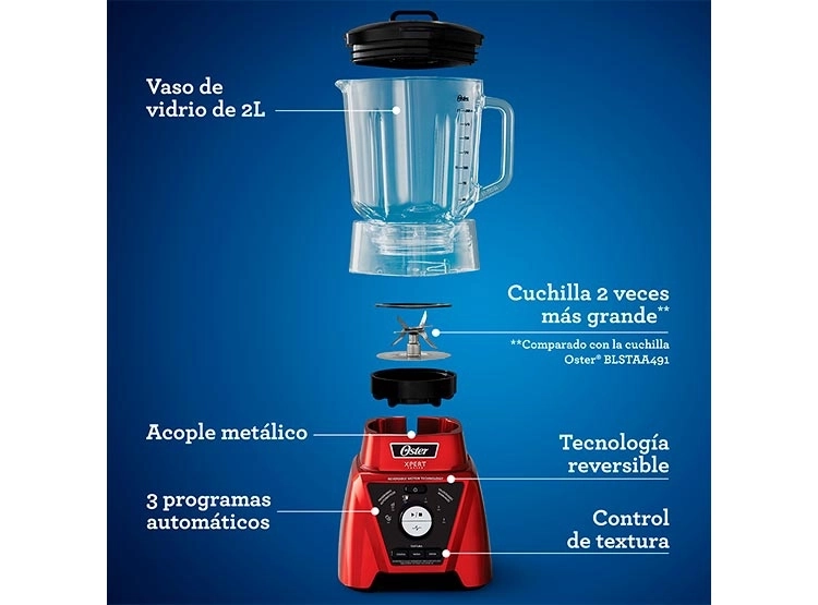 LICUADORA OSTER BLST3BRPG-052 1500W 2 L ROJA  Rojo, foto 9