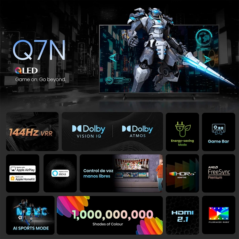 SMART TV HISENSE QLED 4K UHD 65” 65Q7N Negro, foto 4