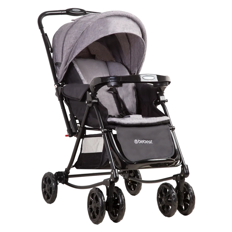 COCHE PASEO BEBE CUNA BALANCIN SX GRIS MELANGE BEBESIT - 1