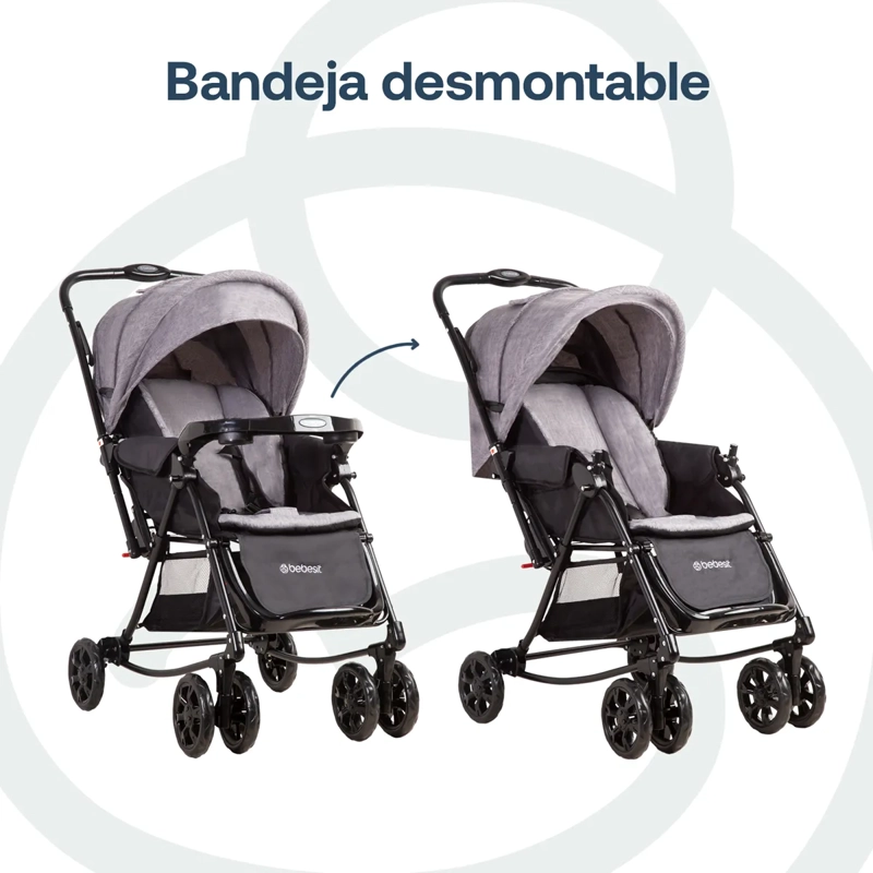 COCHE PASEO BEBE CUNA BALANCIN SX GRIS MELANGE BEBESIT - 5