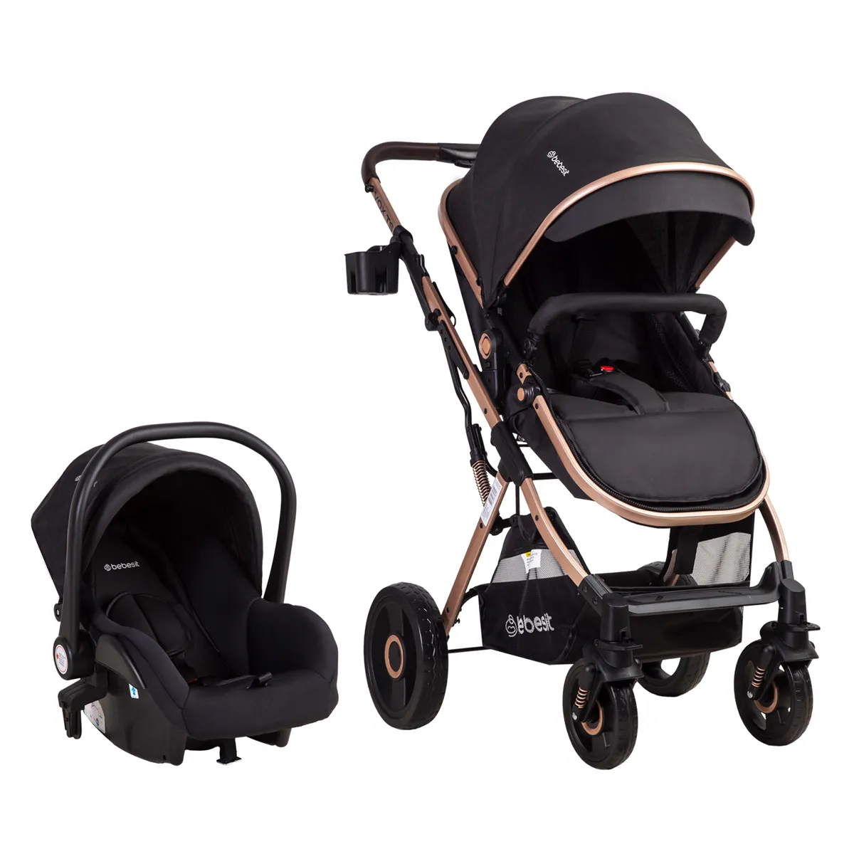 COCHE CUNA TRAVEL SYSTEM BEBE VOX NEGRO DORADO BEBESIT - 1